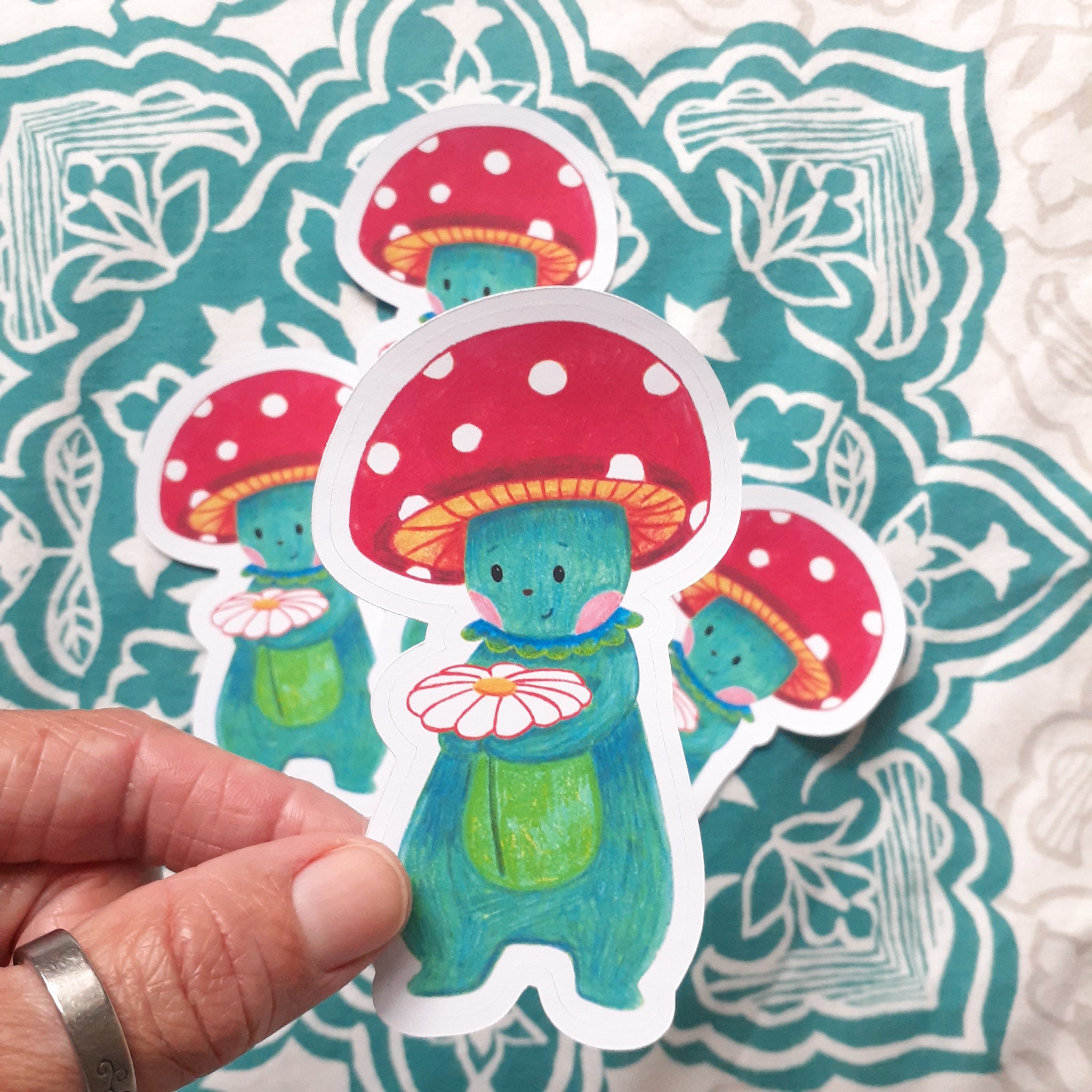 Fungus Friend and daisy  Die Cut Sticker